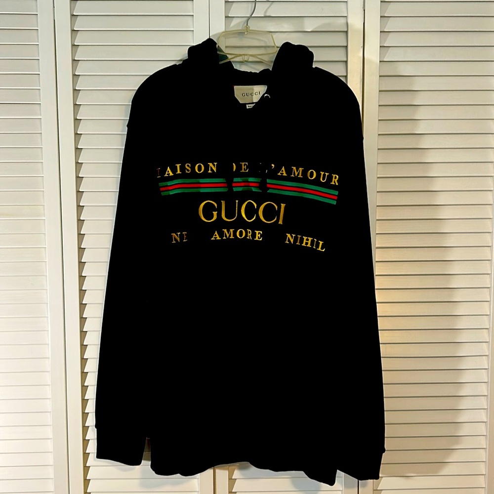GUCCI Maison De L'Amour Graphic Print velvet Sweatshirt
